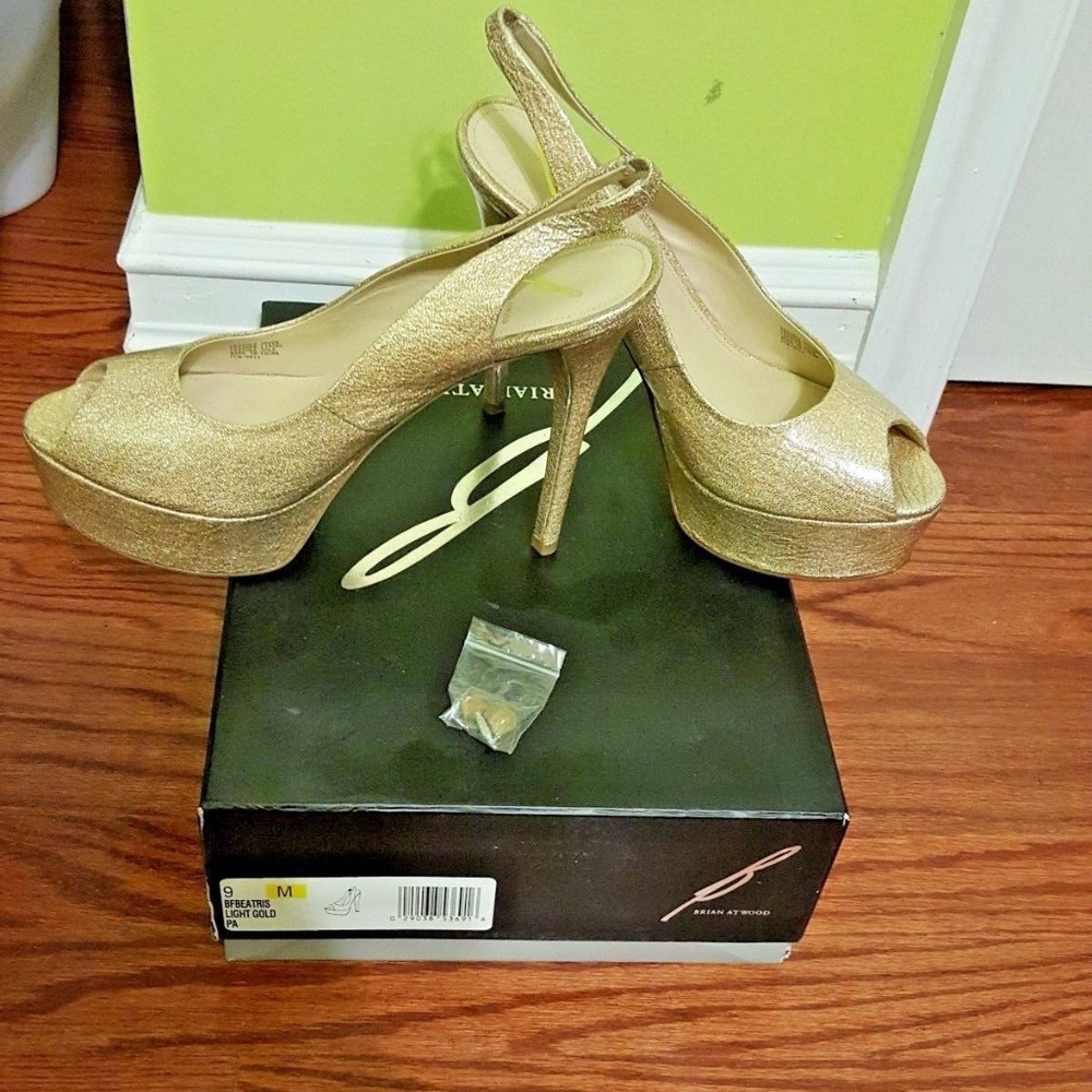 Brand New Brian Atwood Metallic Platform Shoes